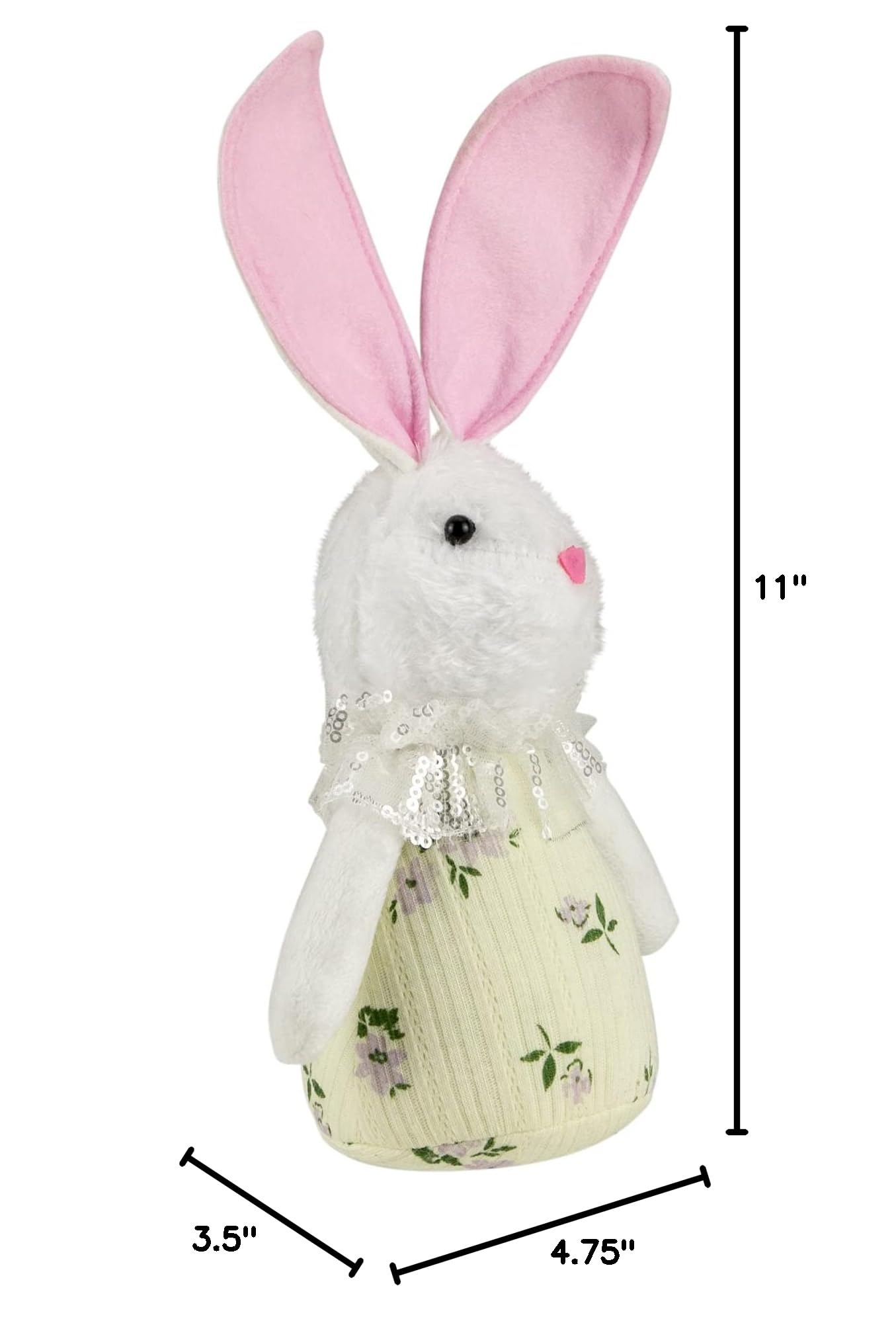 Northlight 11-Inch Yellow Spring Floral Easter Bunny Decor - Easter Table Centerpiece, Spring Home Decor, Easter Basket Stuffers