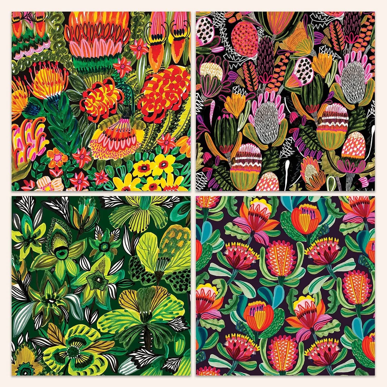 Australiana Botanica Set of 4 Australian Greeting Cards with Native Flora Designs - Perfect for Birthdays, Thank You Notes & Home Decor