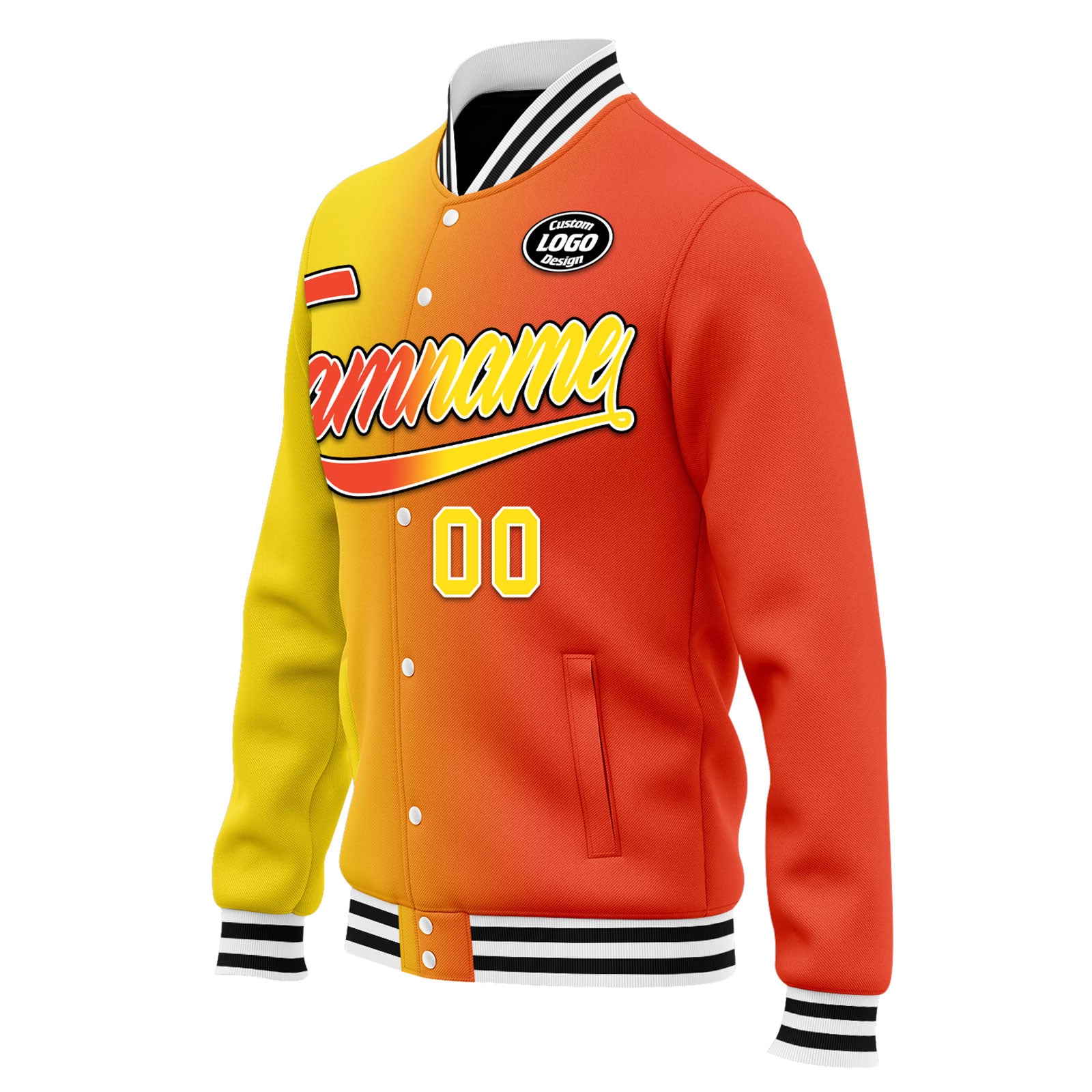 Custom Gradient Fashion Bomber Jacket - Full Snap Varsity Letterman Jacket - Personalized Embroidered Design (FZ005 D028015) - Perfect for School Events, Sports Games & Streetwear Fashion