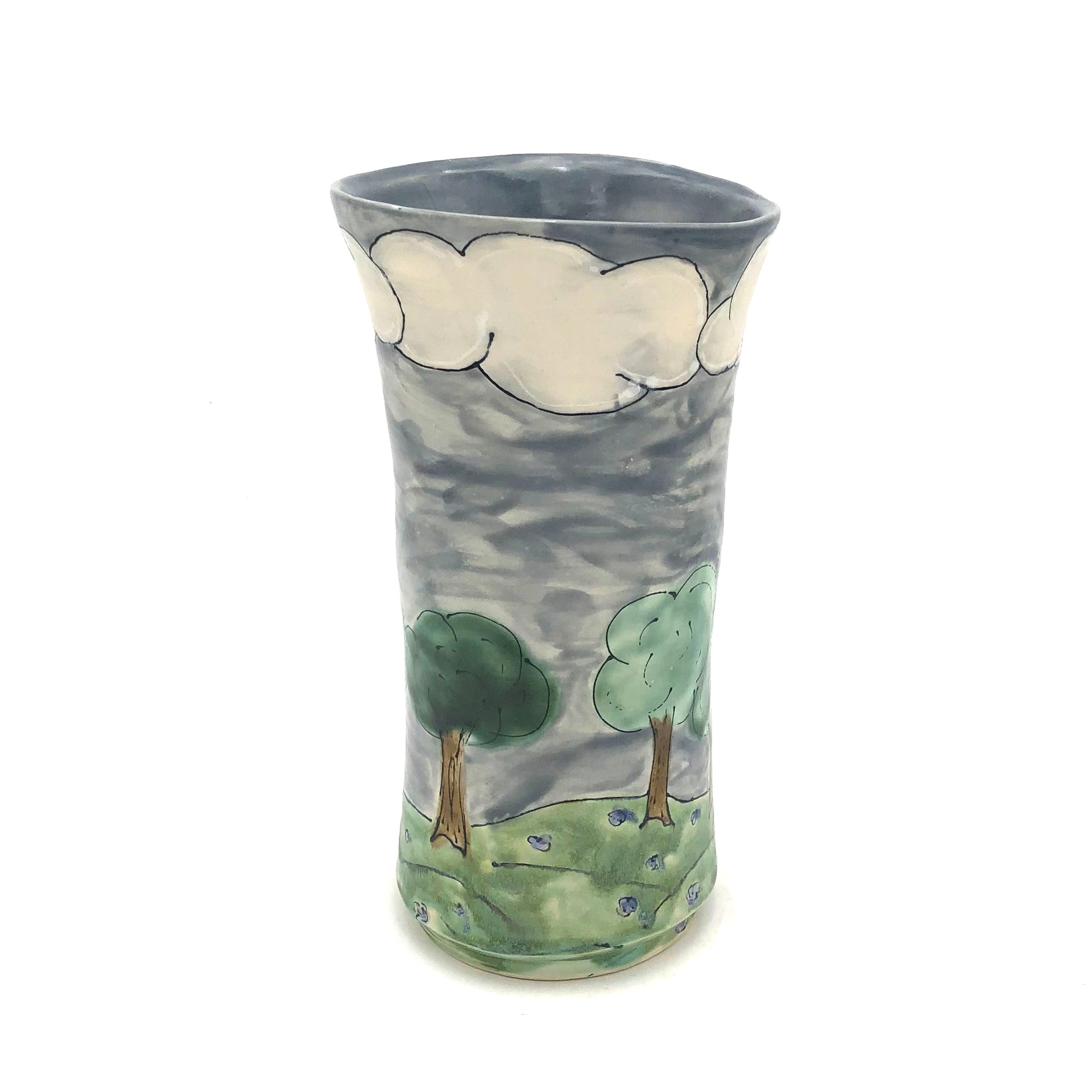 Handpainted Porcelain Vase - Sullivan FF Wandering Cloud Design | Elegant Home Decor for Living Room, Bedroom & Office