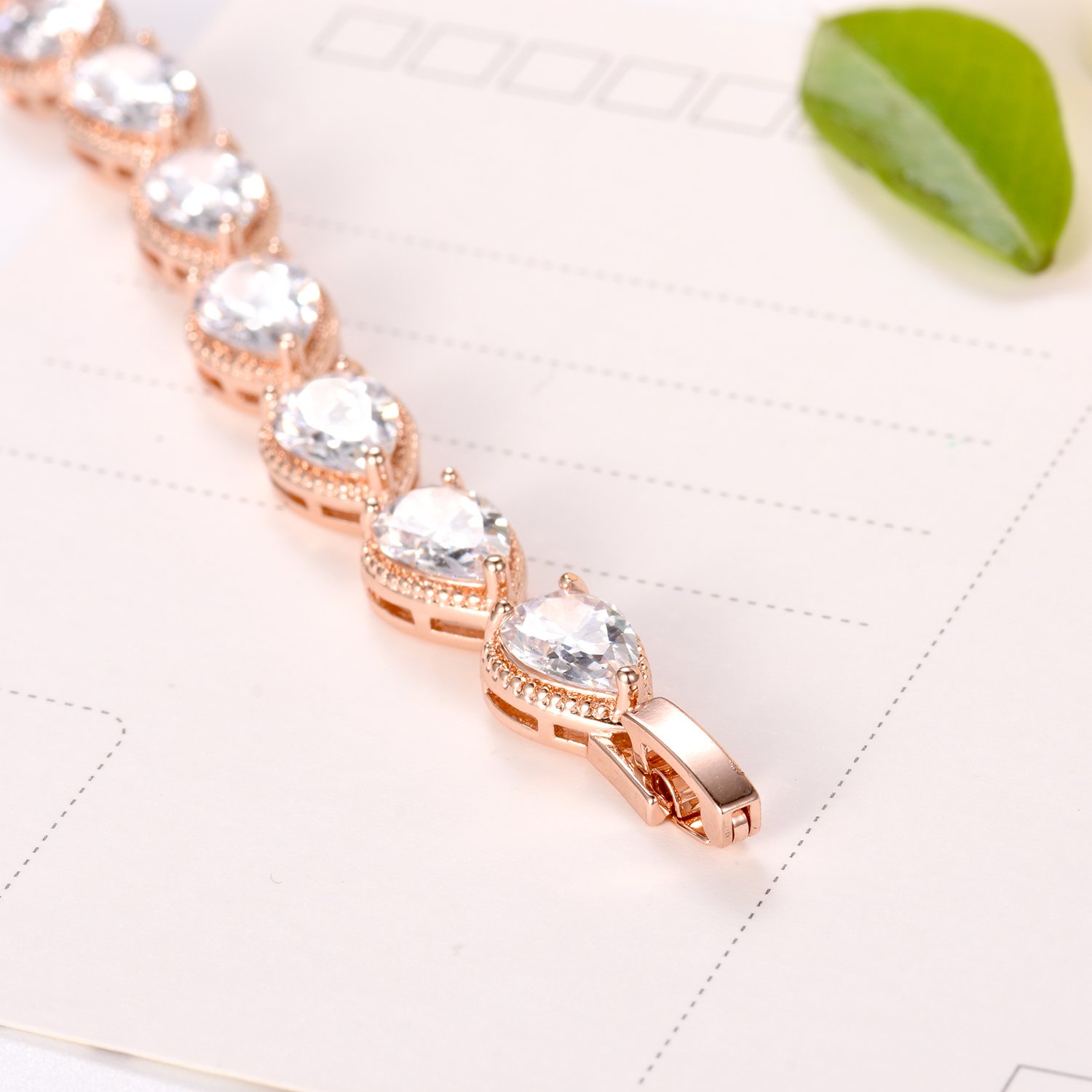 SELOVO Elegant Teardrop Rose Gold Tennis Bracelet for Women - Dainty Chain Bracelet for Everyday Wear, Date Night & Special Occasions
