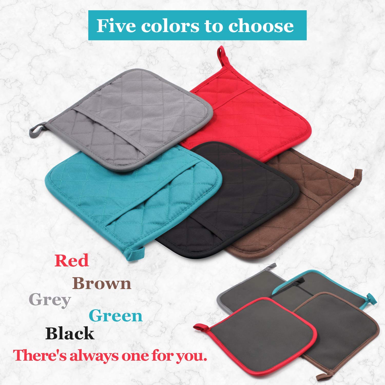 Heat Resistant Cotton & Neoprene Oven Mitts & Pot Holders Set (8