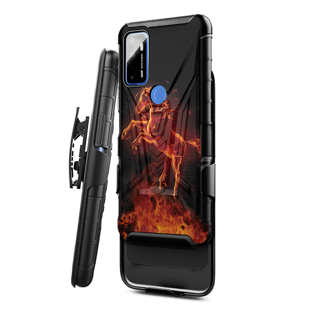 Military Shockproof Phone Case Compatible with Cricket Dream 5G & AT&T Radiant Max 5G - Heavy Duty Kickstand Holster with Belt Clip - Black Protective Cover for Work, Outdoor & Travel