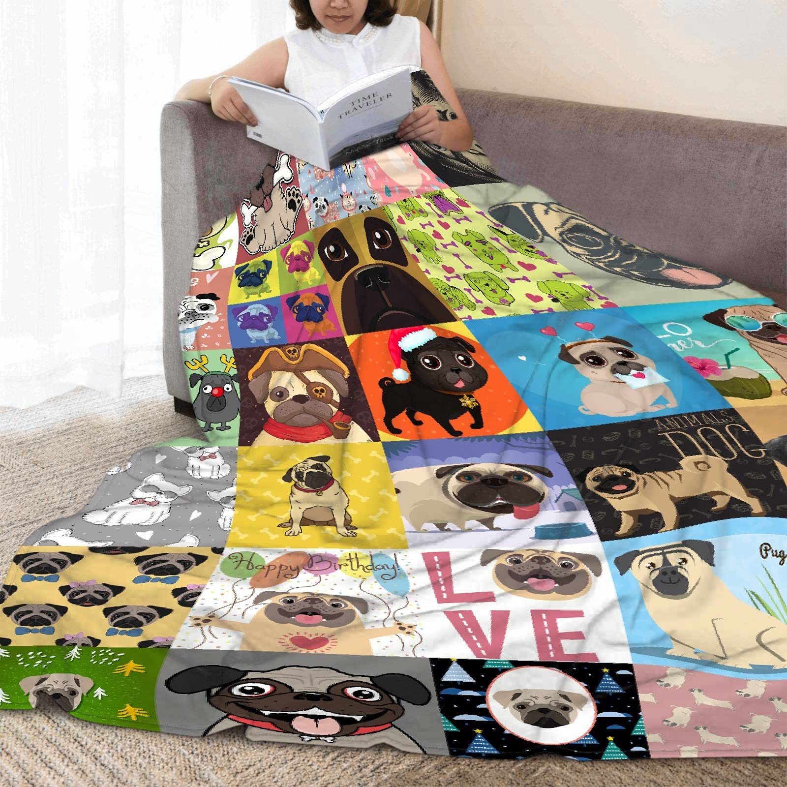 Super Soft Flannel Pug Blanket - 120