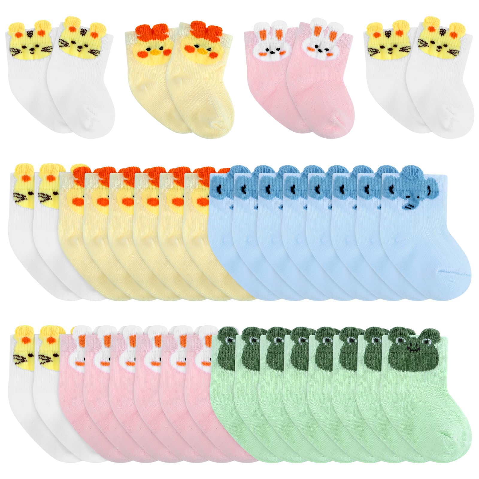 20 Pairs Preemie Baby Socks - Soft Cotton Animal Print Newborn Socks for Premature Boys & Girls - Perfect for NICU, Hospital & Home Use
