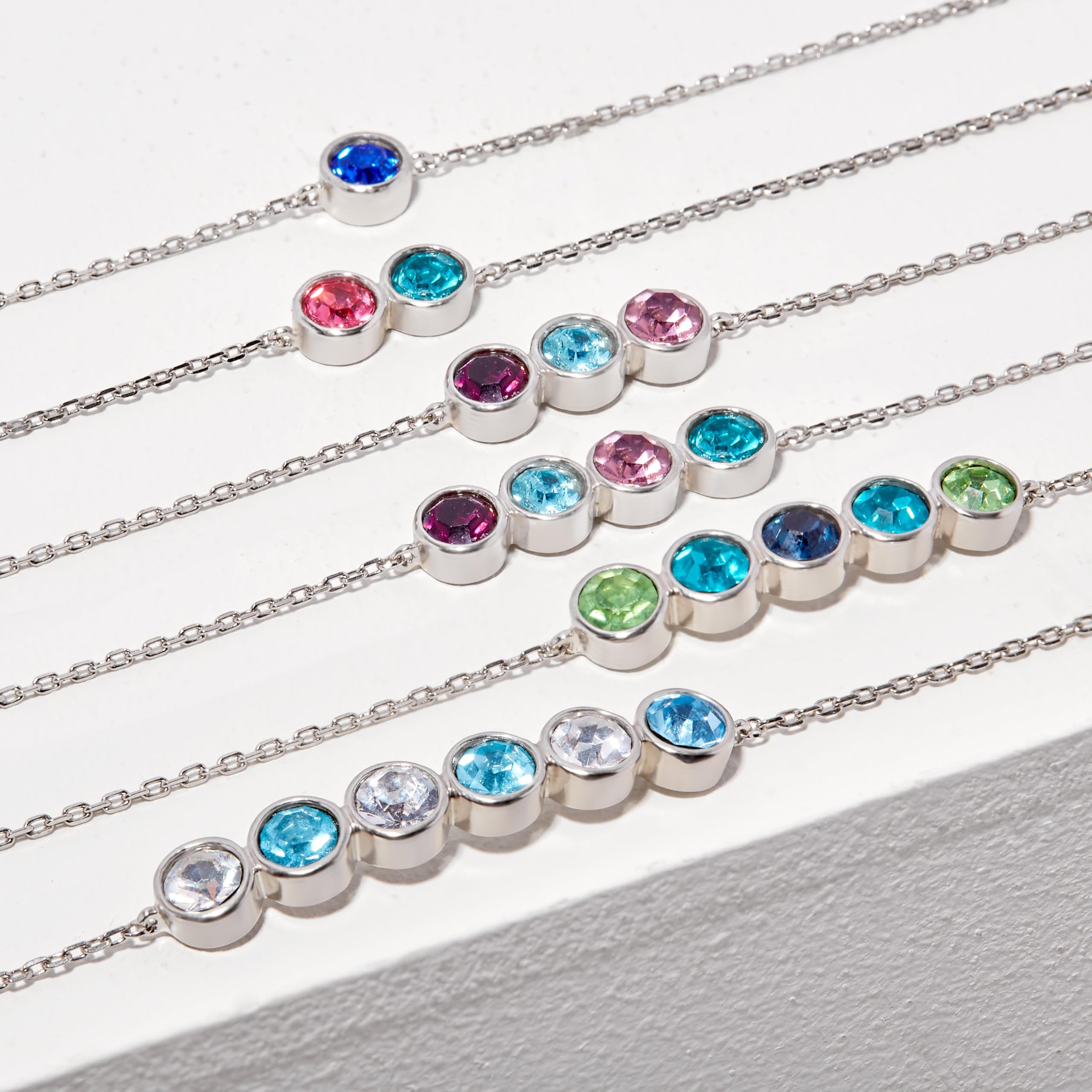 EVE'S ADDICTION Custom Sterling Silver Four Stone Birthstone Anklet - Personalized Jewelry Gift for Mom, Wife, Daughter - Perfect for Mother's Day, Birthday & Anniversary