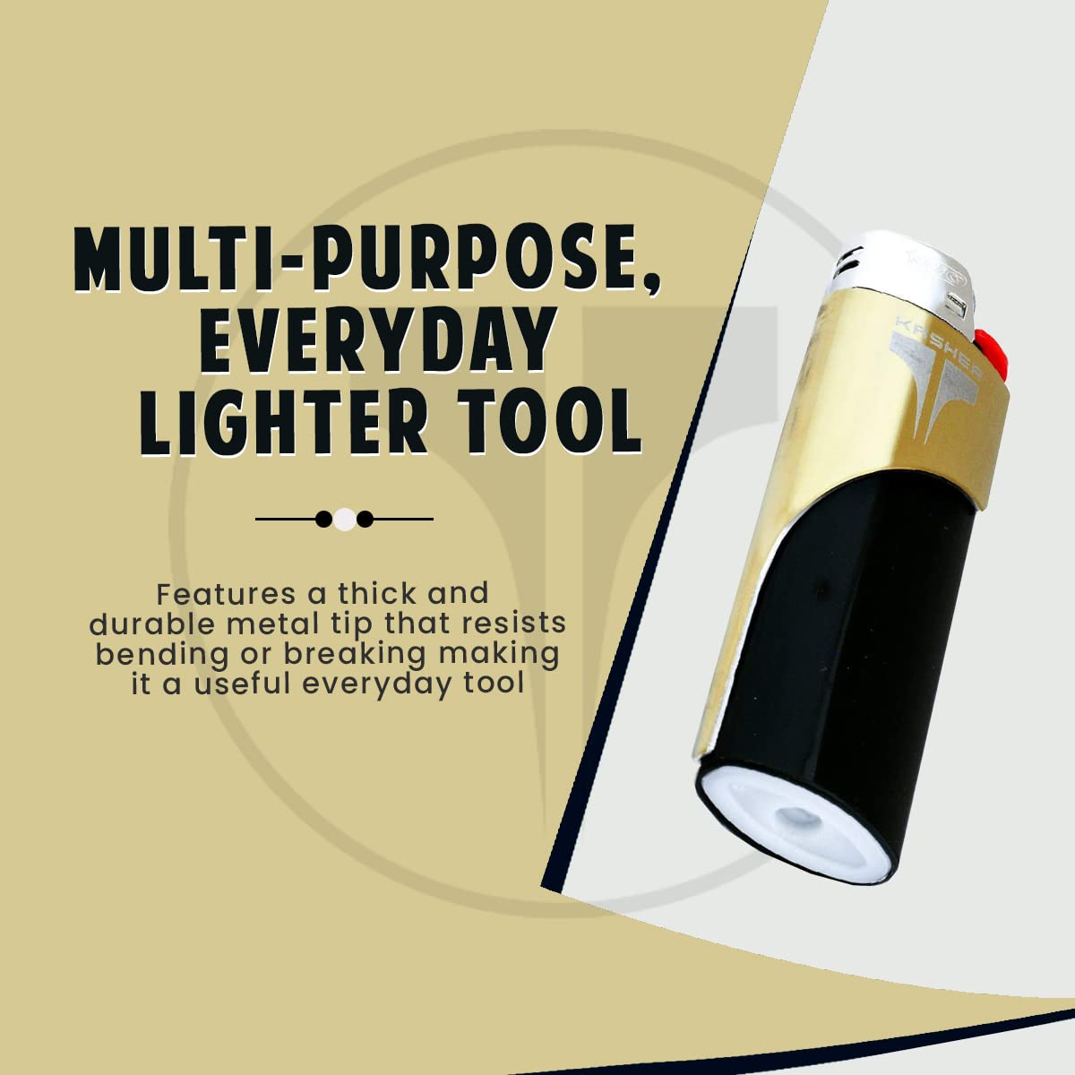 Kasher’s Seattle Lighter Tool - Multipurpose Lighter Accessory for Pipe Cleaning & Cutting (Black) - Perfect for Smokers & Outdoor Use