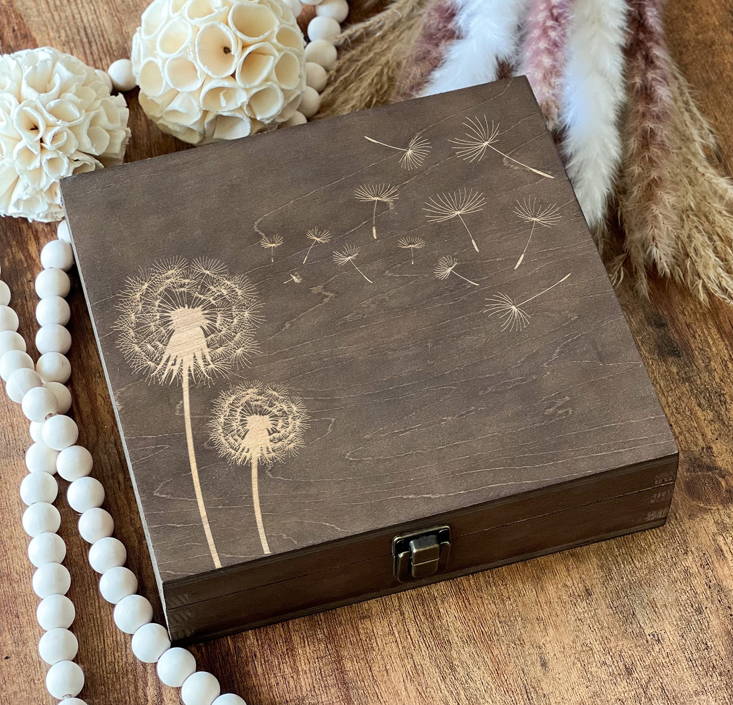 Handcrafted Dark Walnut Wooden Keepsake Box - Engraved Memory Gift Box for Women, Best Friend, Anniversary (8.5 x 8 x 2.5 inches) - Perfect for Storing Jewelry, Love Letters & Special Mementos