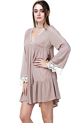 Bohemian Bell Sleeve Lace Tunic Dress for Women | Flowy Summer Maxi Dress with Embroidery | Perfect for Beach, Festival & Vacation Outfits