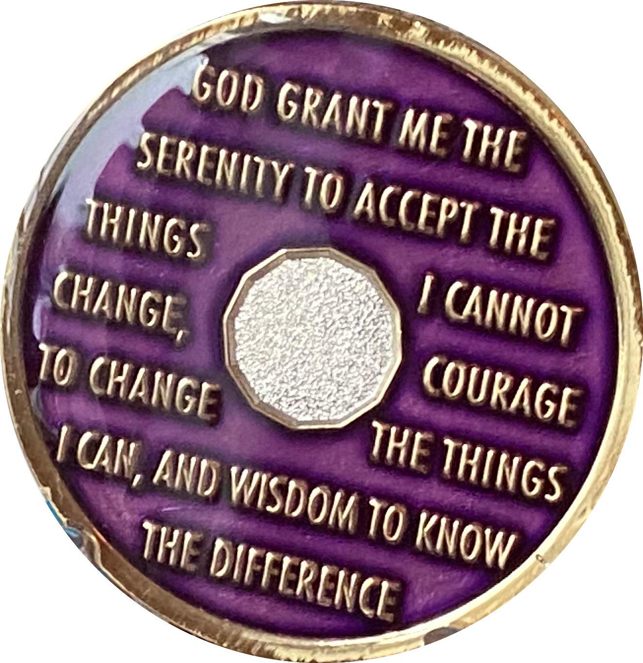 37 Year AA Medallion Metallic Purple Tri-Plate Sobriety Chip XXXVII - Commemorative Recovery Token for Milestone Celebrations & Support Groups