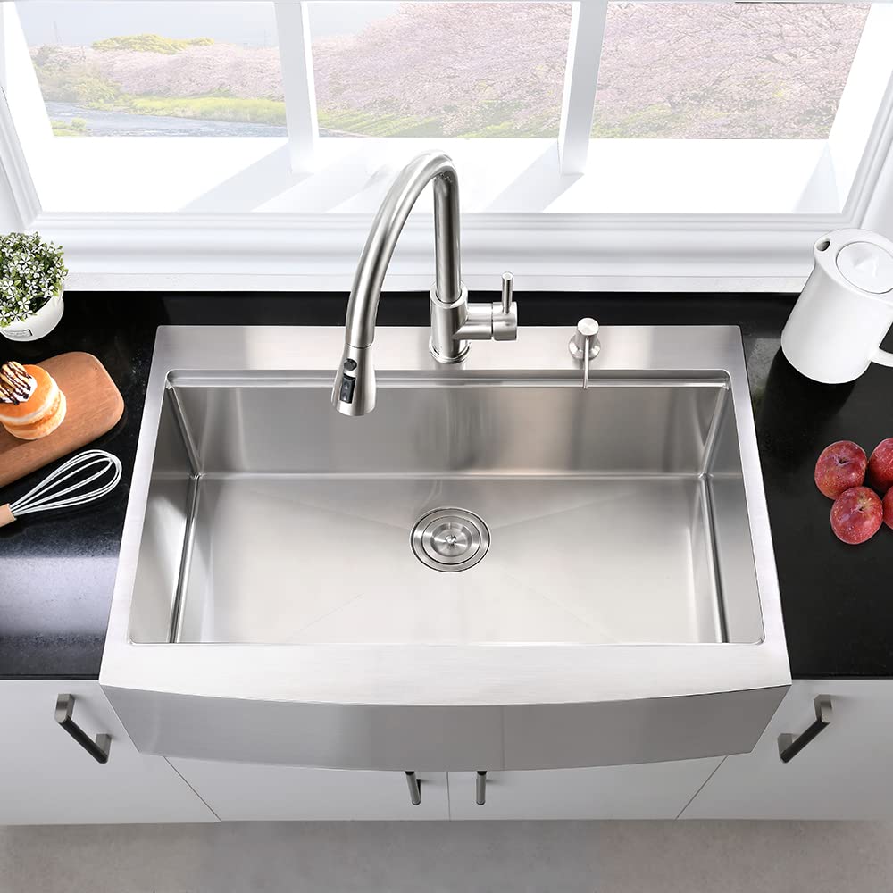 33 Inch Stainless Steel Drop-In Farmhouse Sink Workstation - 16 Gauge Deep Single Bowl Apron Front Kitchen Sink with Cutting Board - Perfect for Modern Farmhouse Kitchens & Food Prep Stations