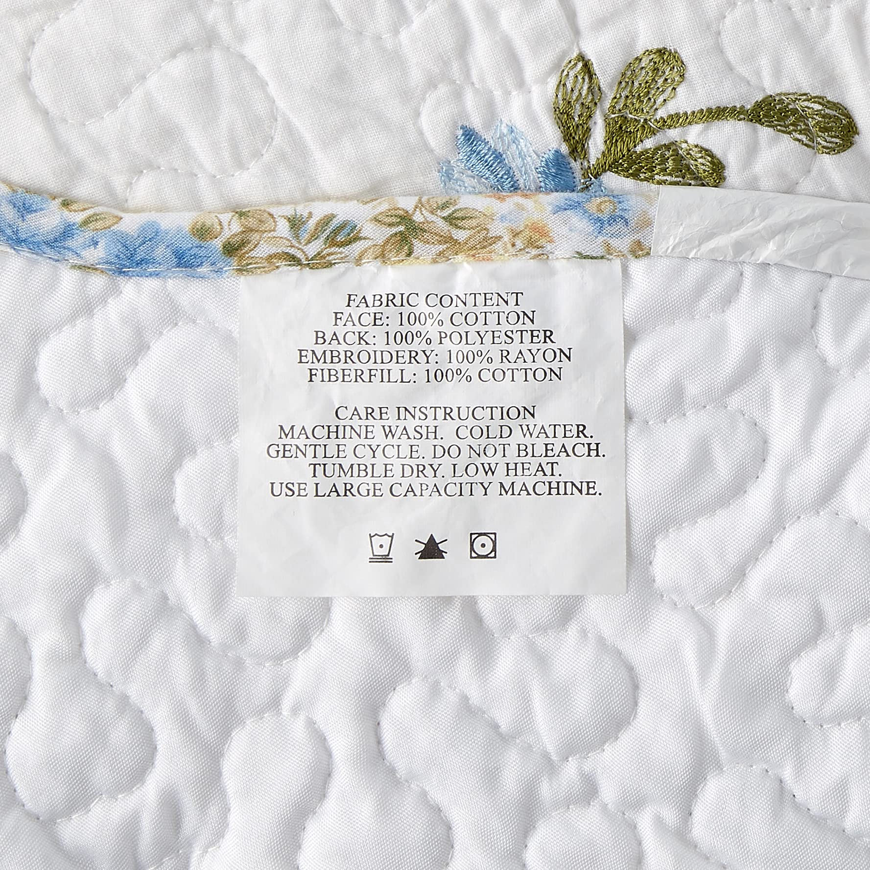 Lightweight Heather Embroidered Bedspread - Breathable All-Season Full Size Bedding in Blue/White, Perfect for Guest Rooms & Cozy Bedrooms