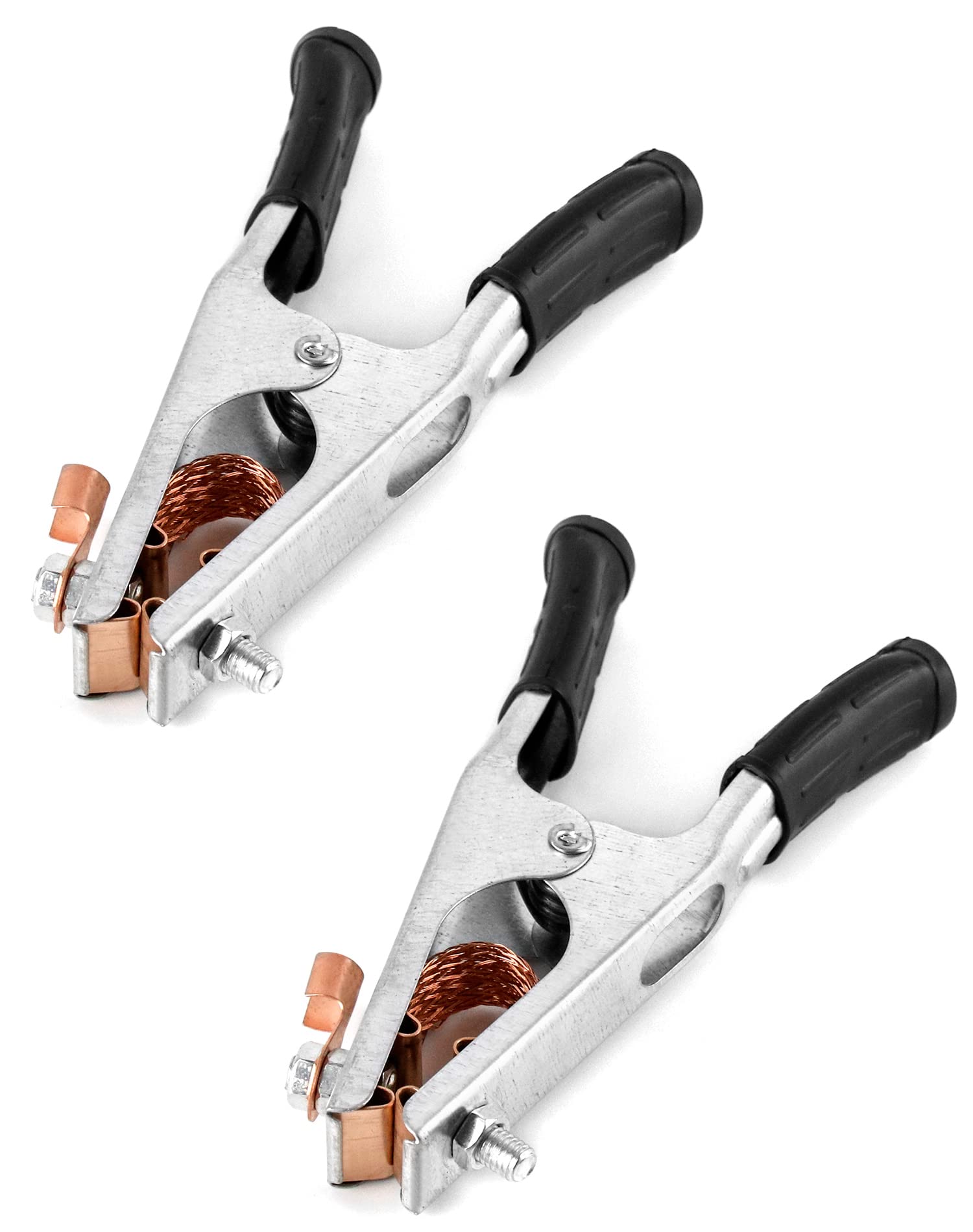 QWORK 500A Welding Ground Clamp 2 Pack - Electroplated Copper Earth Clip for Manual Arc Welders (US Standard) - Perfect for Metal Fabrication, Auto Repair & DIY Welding Projects