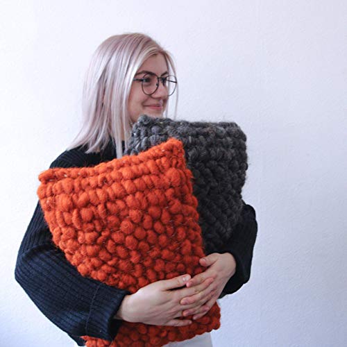 Handmade Wool Decorative Square Accent Pillow for Sofa, Couch & Bed - Soft Home Decor Housewarming Gift in Multiple Sizes & Colors - Perfect for Living Room, Bedroom & Nursery Decor