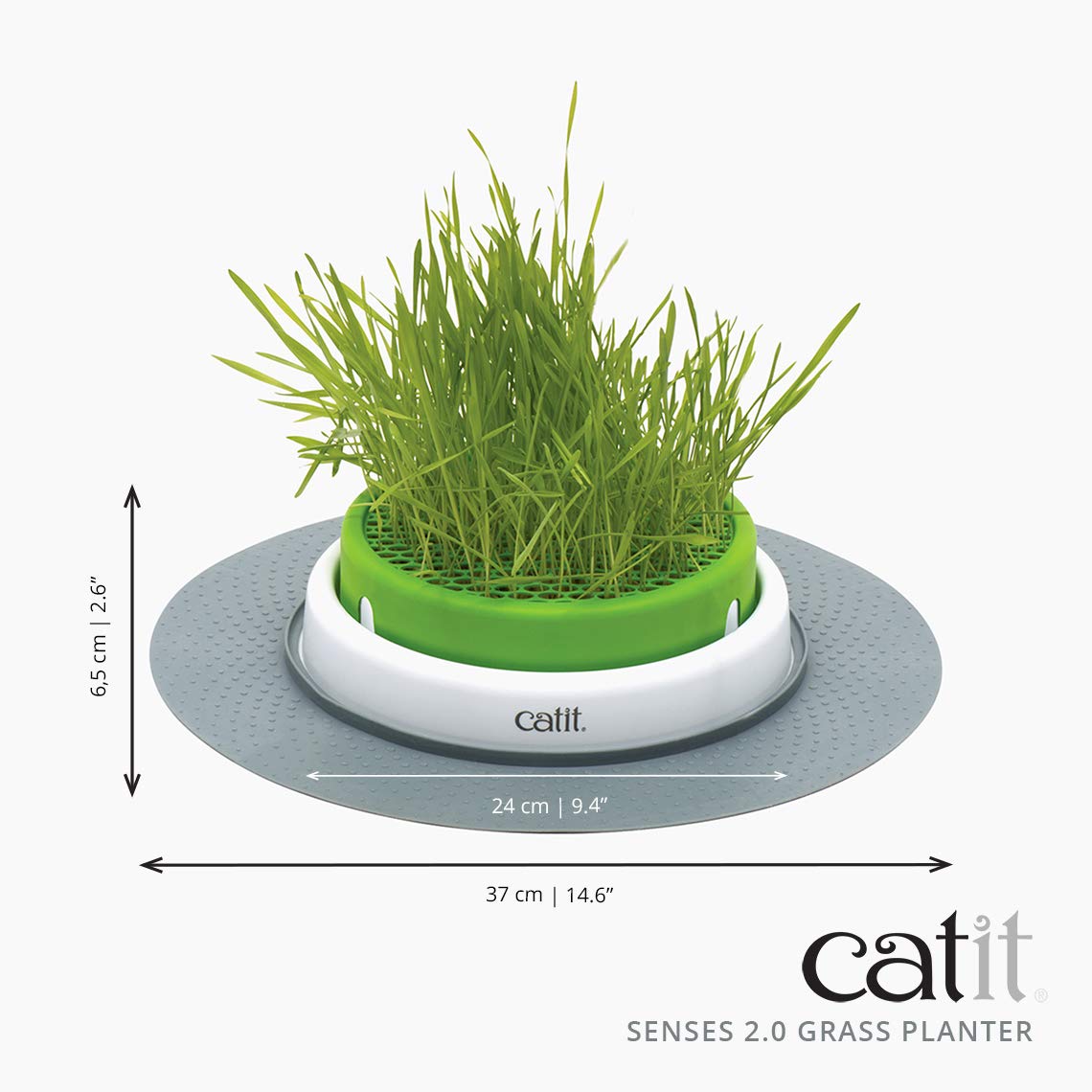 Catit Senses 2.0 Cat Grass Planter Kit with Interactive Cat Toys - Indoor Cat Enrichment Activity for Healthy Digestion & Play