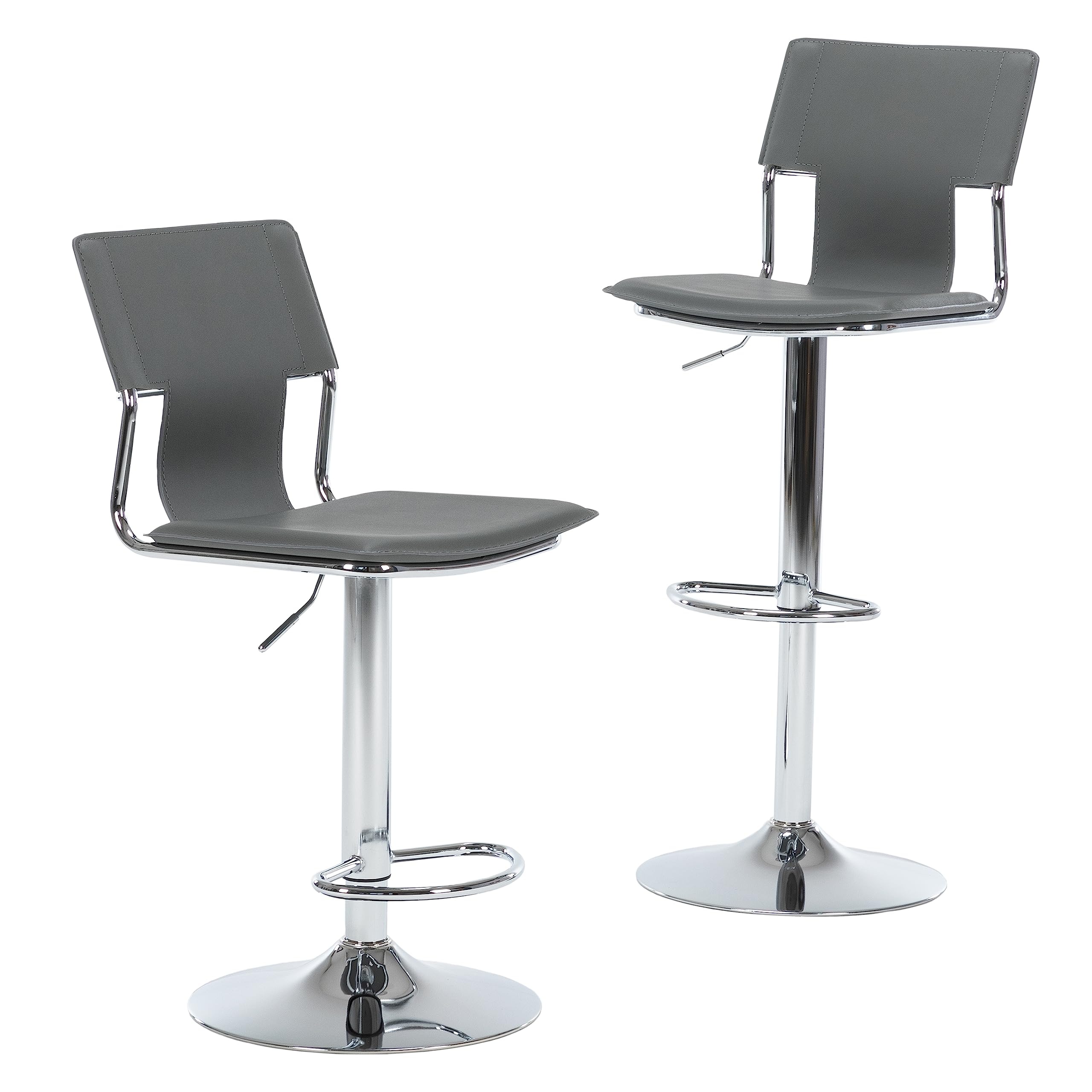 Grey Swivel Bar Stools Set of 2 - High Back Bar Height Chairs for Kitchen Island, Breakfast Nook & Coffee Bar - Modern Counter Stools for Home & Commercial Use