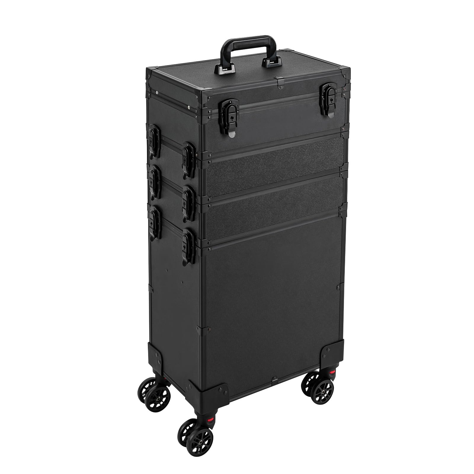 Professional Rolling Makeup Train Case with Lock & Mirror - 5-Tier Large Capacity Cosmetic Organizer with Storage Compartments & 4 LED Lights - Perfect for Makeup Artists, Salon Professionals & Travel Beauty Essentials