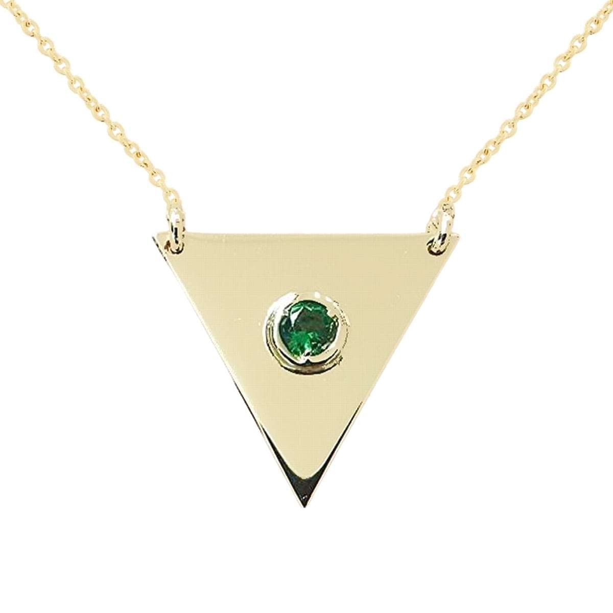14K Gold Triangle Birthstone Necklace for Women - Personalized Name Pendant with Solitaire Gemstone - Elegant Dainty Jewelry Gift for Birthday, Anniversary & Mother's Day