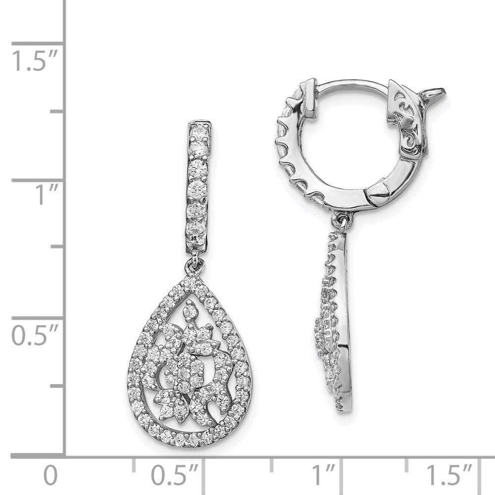 Sterling Silver CZ Hinged Hoop Dangle Earrings for Women - 1.25 Inch Elegant Cubic Zirconia Hinged Hoops - Perfect for Parties, Weddings & Everyday Wear