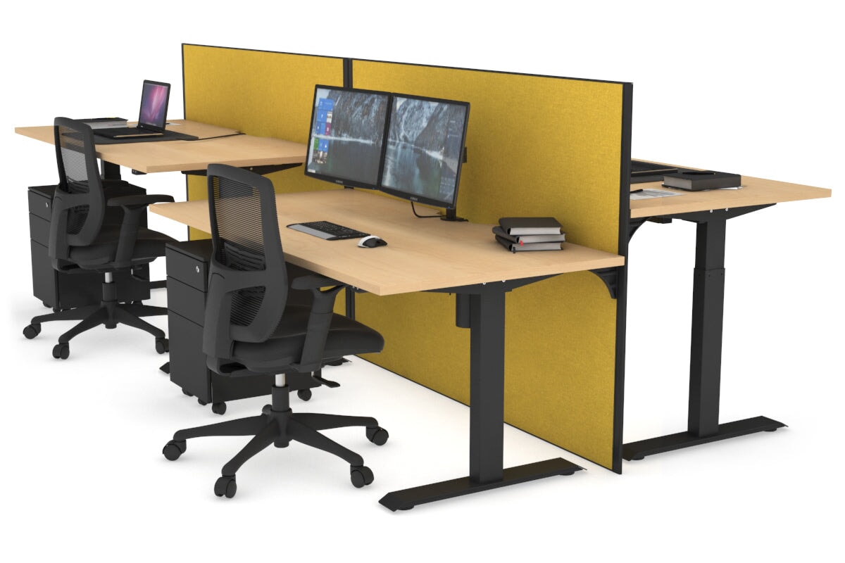 Just Right Height Adjustable 4-Person Workbench | 1400L x 800W Office Desk with Cable Management | Perfect for Team Collaboration & Computer Workstations