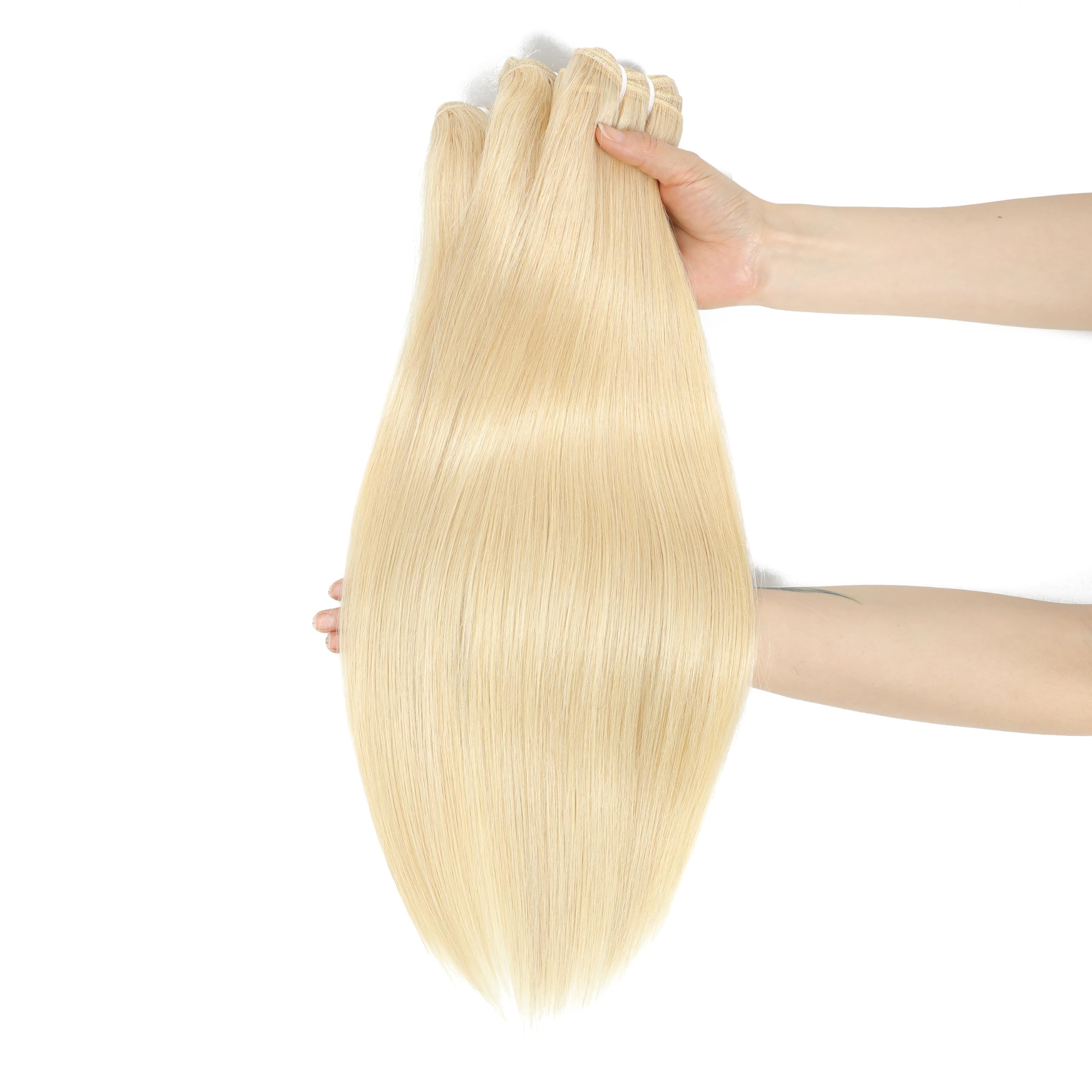 YAREESONG 12A Grade 100% Unprocessed Brazilian Virgin Blonde 613 Human Hair Extensions 24 26 28 Inch 300g Bundles for Women - Perfect for Styling, Weaves, and Special Occasions