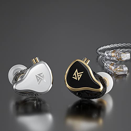 Linsoul KZ ZAS 7BA+1DD Hybrid HiFi In-Ear Monitor Earphones - Professional Bass IEM Earbuds for Audiophiles & Musicians, Gaming Headphones with Recessed 2pin Cable (Silver, No Mic) - Perfect for Studio Recording, Live Performance & Mobile Gaming
