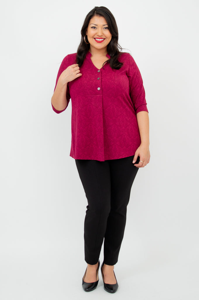 Edwina Women's Empire Waist Bamboo V-Neck Top - Soft & Breathable Casual Blouse for Summer, Work, and Everyday Wear