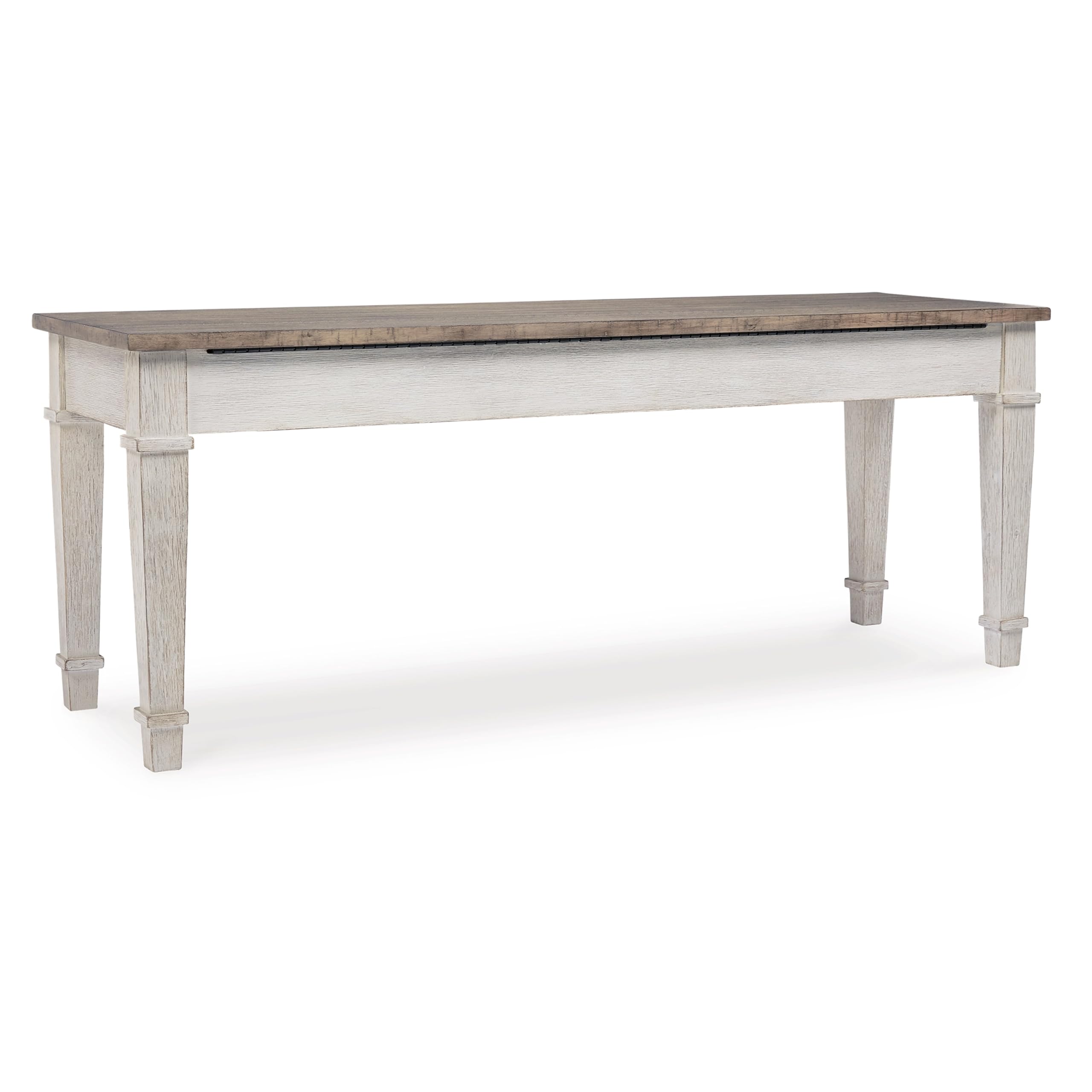 Benjara Rectangular Wooden Storage Bench with Under Seat Compartment - Antique Brown & White Finish - Perfect for Entryway, Bedroom, or Living Room Organization