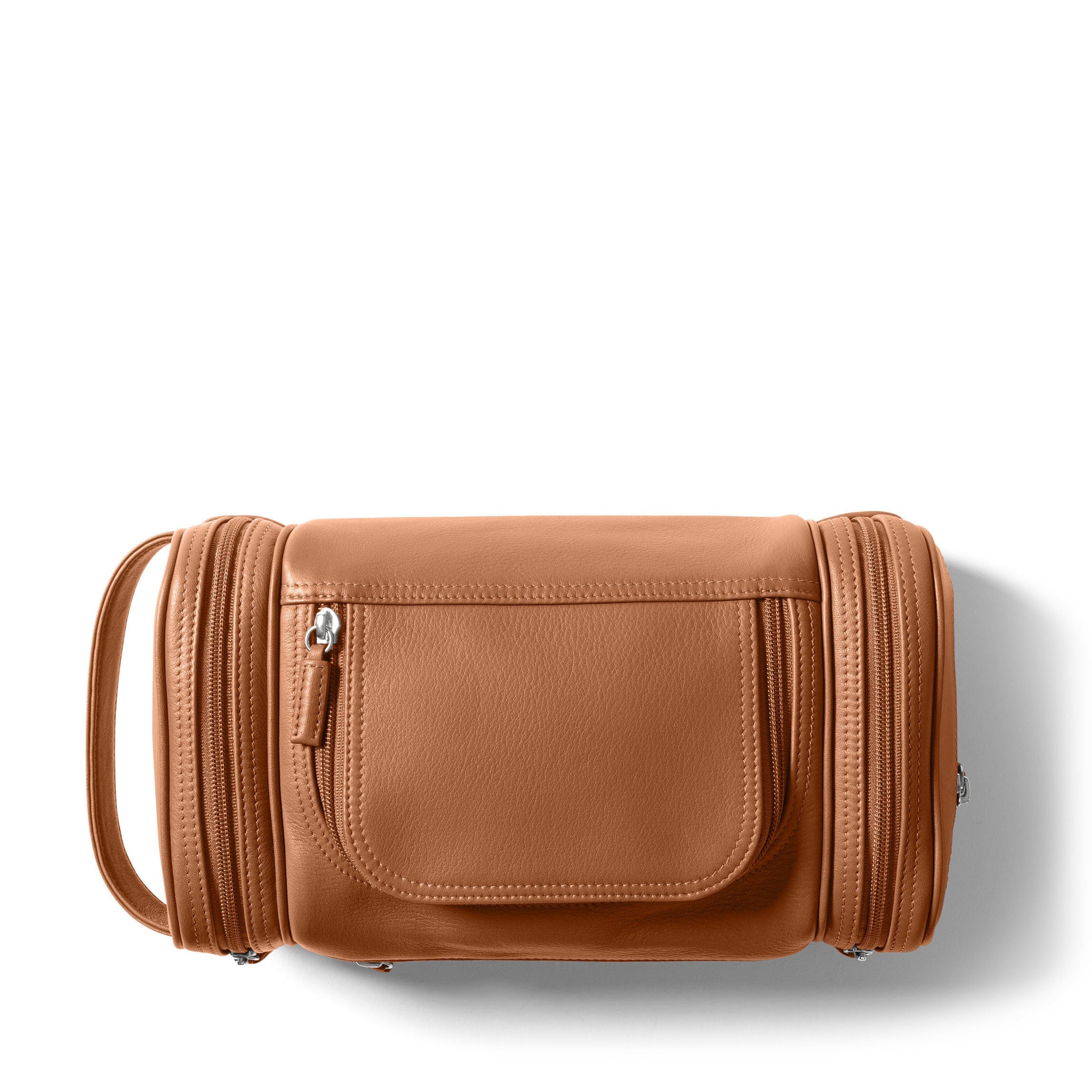 Premium Multi-Pocket Travel Toiletry Bag for Men & Women - Waterproof Cosmetic Organizer (Cognac) - Perfect for Air Travel, Camping & Gym Essentials