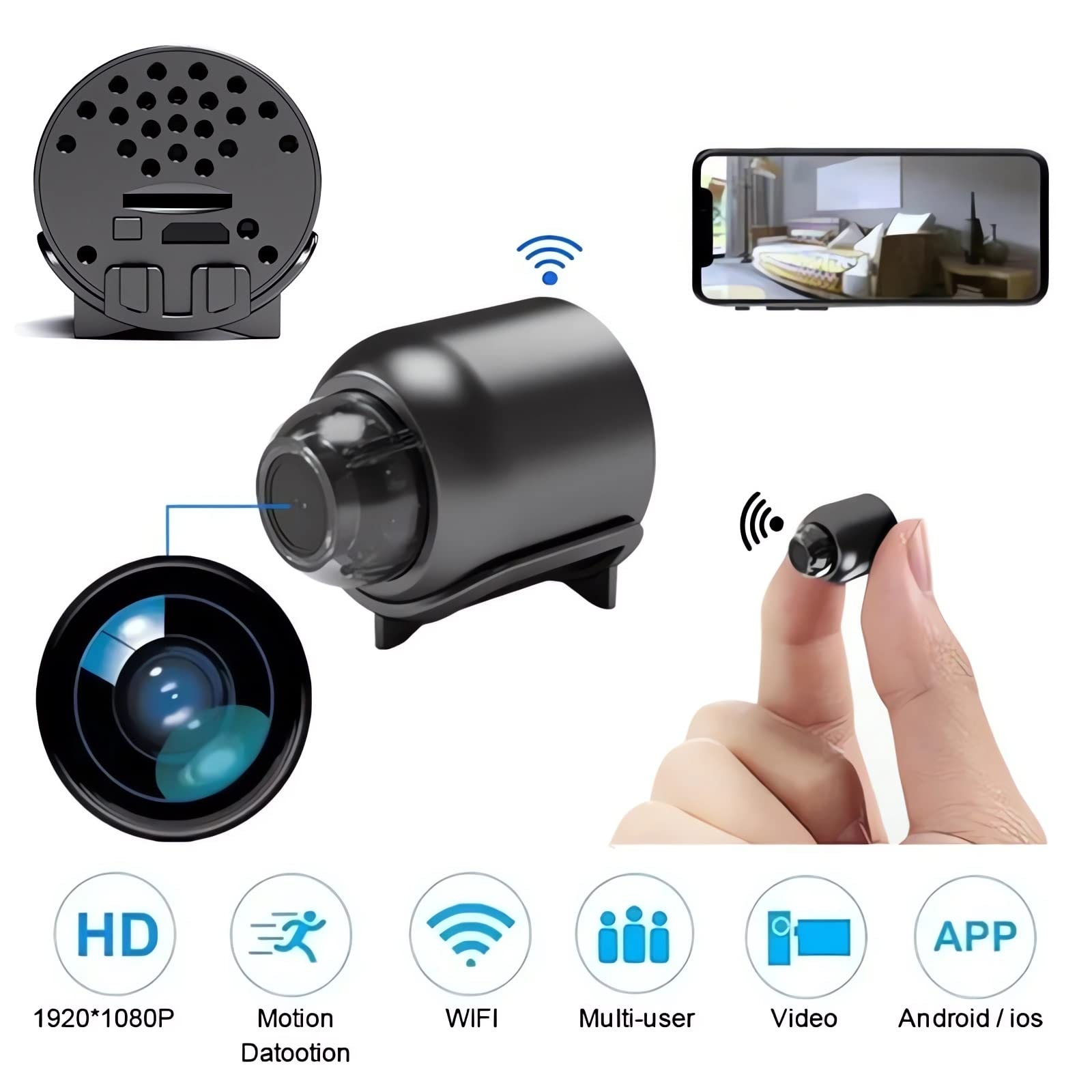 Mini WiFi Spy Camera 1080P HD with Night Vision - Hidden Camera for Home, Office & Store Security