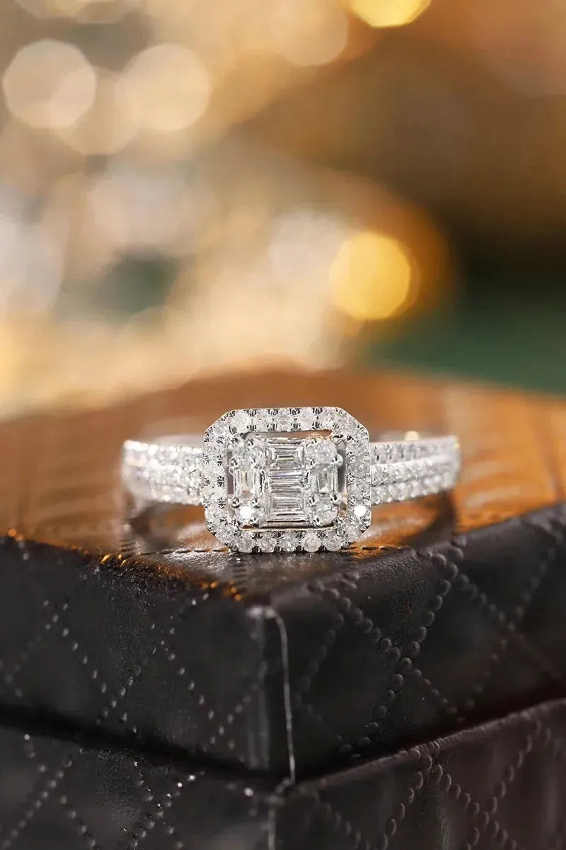 18K White Gold Square Diamond Engagement Ring for Women - 0.60 Carat Natural Diamond Wedding Band, Elegant Bridal Jewelry (Perfect for Proposals, Anniversaries & Special Occasions)