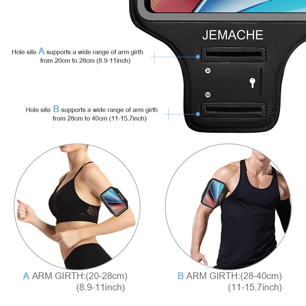 **JEMACHE Motorola Moto G Stylus/Pure/Power/Play (5G) 2021-2023 Armband - Adjustable Running & Gym Workout Phone Holder (Black) - Perfect for Jogging, Fitness Training & Outdoor Activities**