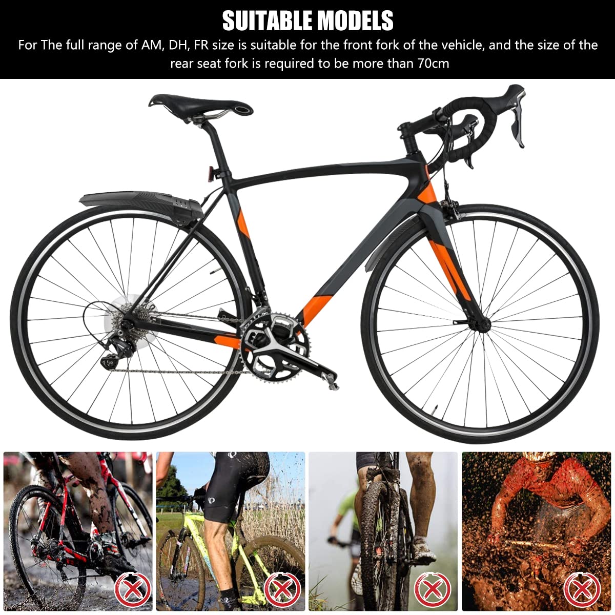 Premium MTB Mudguard Kit - Front & Rear Bike Fenders for Mountain & Road Bikes | Splash Protection in Rain & Mud | Durable Black Bicycle Accessories for All-Terrain Cycling Adventures