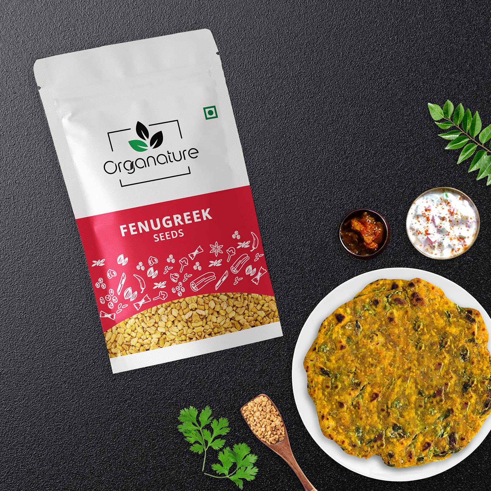 Organic Fresh & Natural Dried Fenugreek Seeds (Whole Methi Dana) - Premium Indian Spices & Masala - 900g Pack - Perfect for Curries, Teas & Ayurvedic Remedies