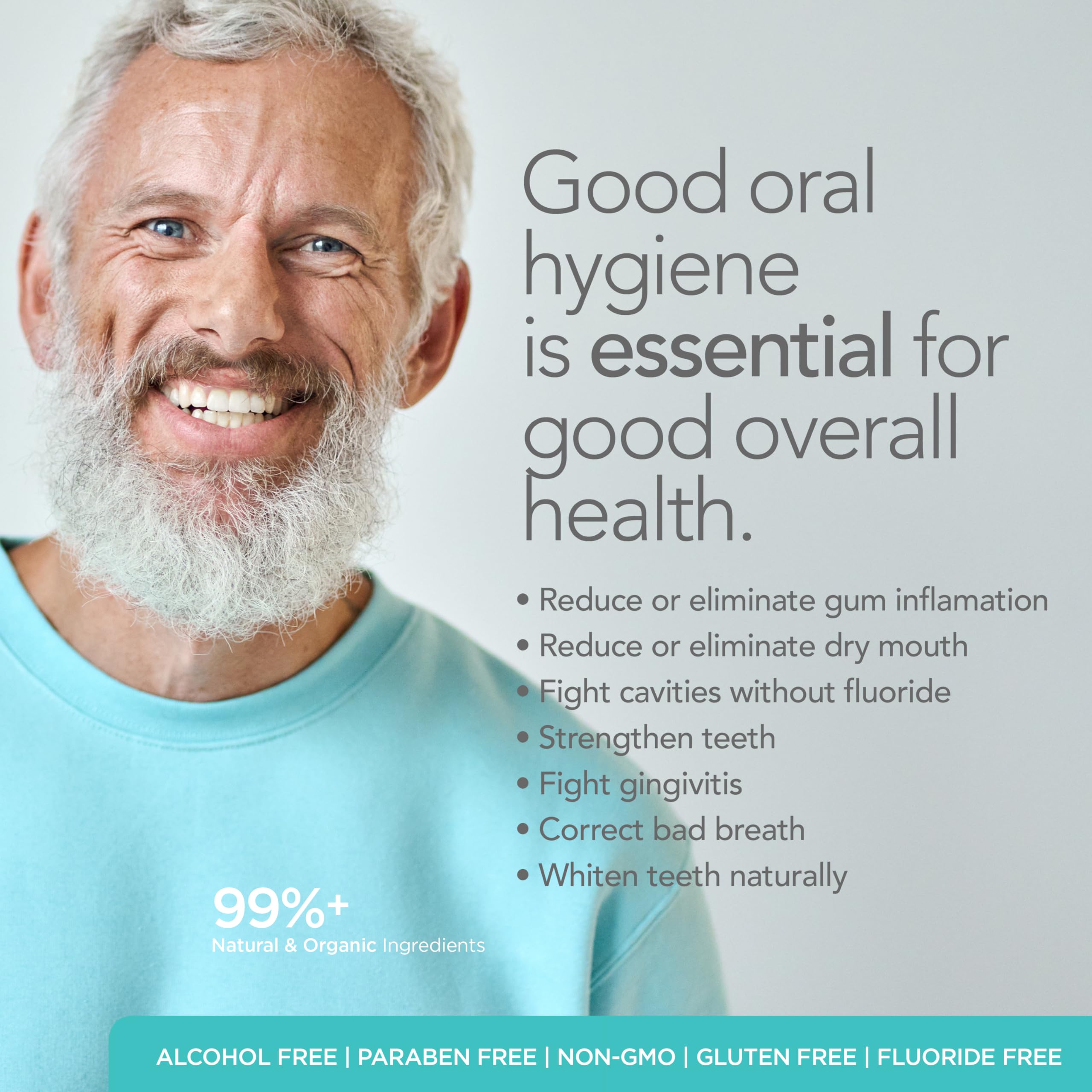 ORL Natural & Organic Mouthwash - Freshens Breath, Whitens Teeth & Strengthens Enamel | Alcohol-Free Oral Care for Daily Use & Travel | Ideal for Morning Routine & Post-Meal Freshness