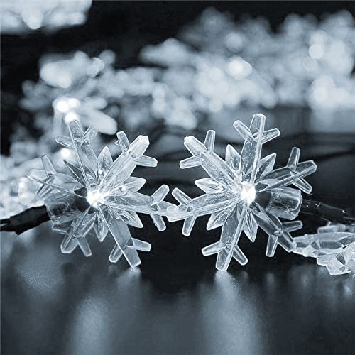 Dazzle Bright 100 LED Solar Christmas Snowflake Lights Outdoor - 39 FT Waterproof Solar Powered String Lights for Xmas Tree, Holiday, Wedding, Patio Decor (White) | Perfect for Winter, Christmas Party & Garden Decoration