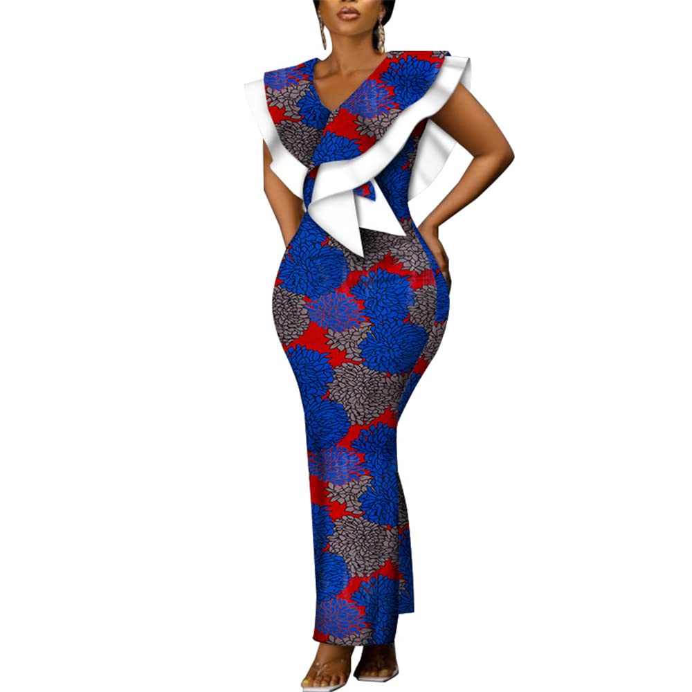Stylish African Dresses for Women - Elegant Shawl Collar Pencil Skirt with Traditional Ankara & Kente Print - Perfect for Parties, Weddings & Special Occasions