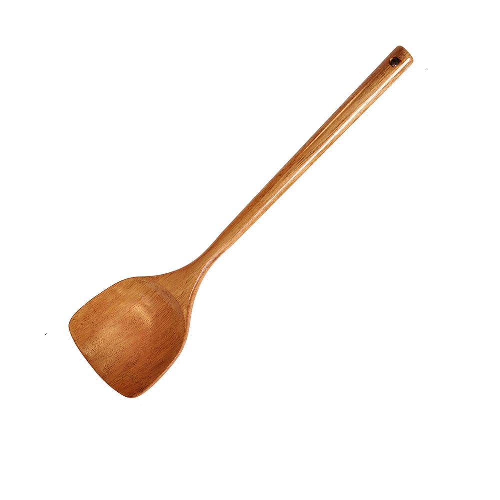 Natural Wooden Cooking Utensils Set - Non-Stick Long Handle Rice Spatula, Wok Shovel, Mixing Spoon & Turner for Frying, Serving & Baking - Eco-Friendly Kitchen Tools for Sauteing, Stirring & Food Prep