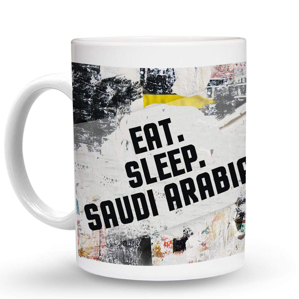Makoroni - EAT SLEEP SAUDI ARABIA - 11 Oz Ceramic Coffee Mug, Unique Gift for Coffee Lovers, Perfect for Home, Office & Travel Use