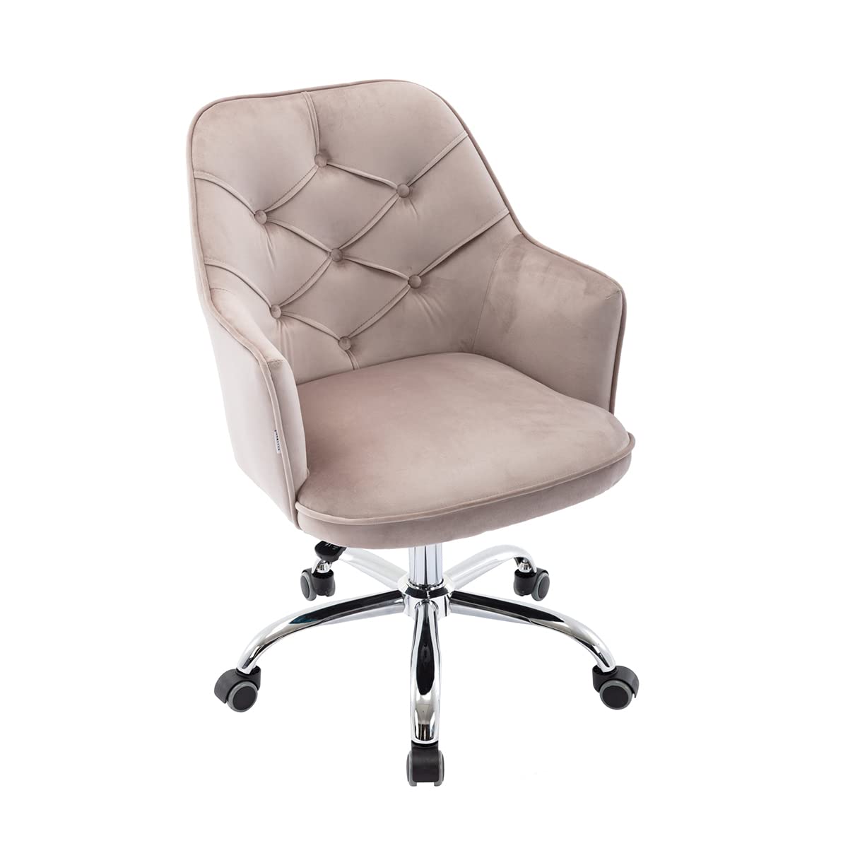 Velvet Swivel Shell Chair - Modern Tufted Upholstery Armchair with Wheels, Adjustable Height for Home Office, Study Room & Bedroom - Gray Comfortable Computer Desk Chair for Work & Relaxation
