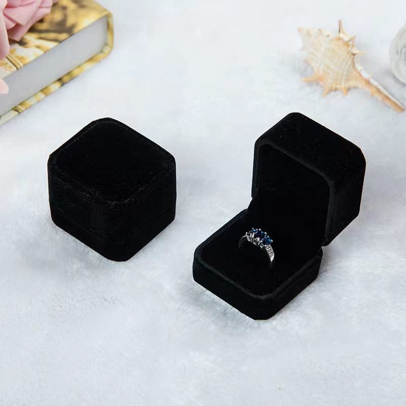 1pc Velvet Jewelry Gift Box - Elegant Ring Box for Engagement, Wedding, Proposal - Perfect for Men & Women - Black Velvet Ring Holder for Ceremonies & Special Occasions