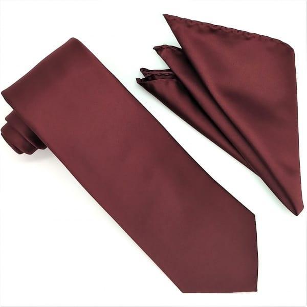 Elegant Burgundy Tie and Pocket Square Set for Men - Perfect for Weddings, Business Meetings & Formal Events