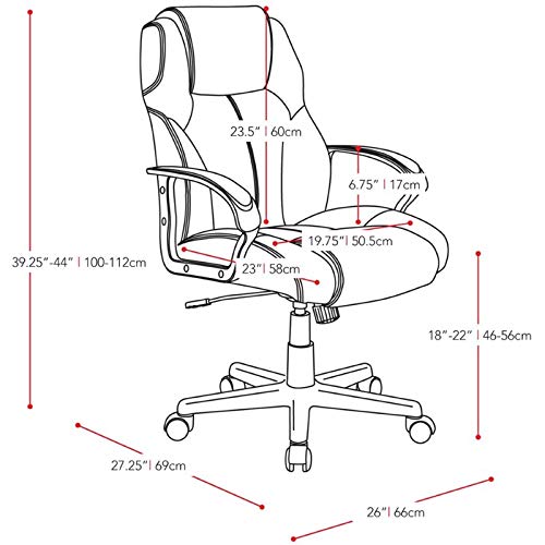 Atlin Designs Adjustable Height Black Polyurethane Managerial Office Chair - Ergonomic Executive Desk Chair for Home Office & Corporate Workspaces
