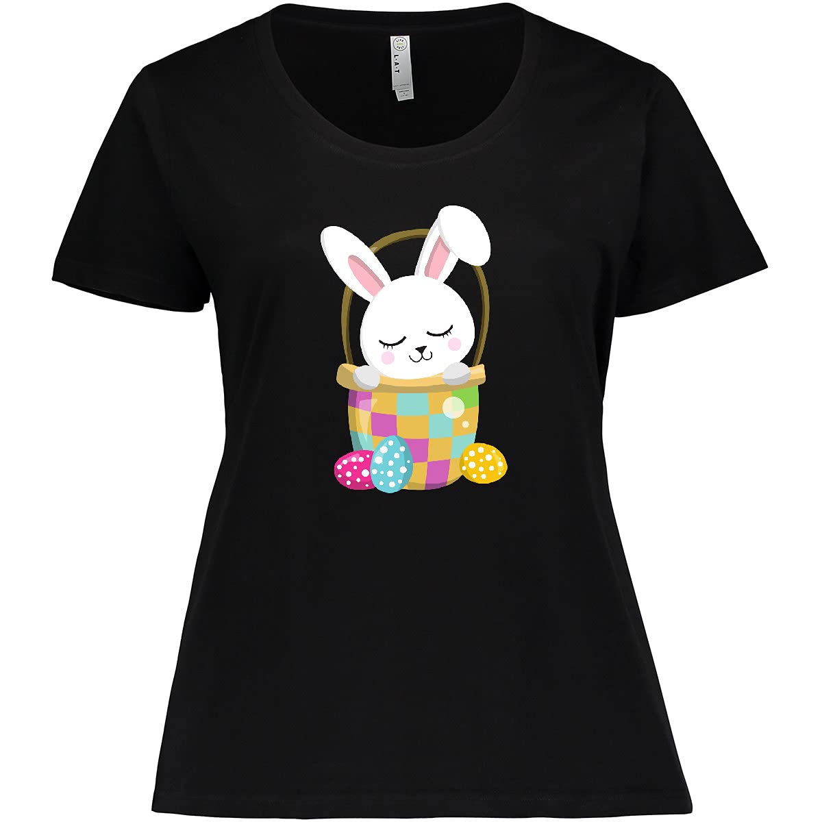 Inktastic Easter White Bunny Cute Bunny Easter Eggs Women's Plus Size T-Shirt - Perfect for Easter Celebrations, Spring Outfits & Casual Wear