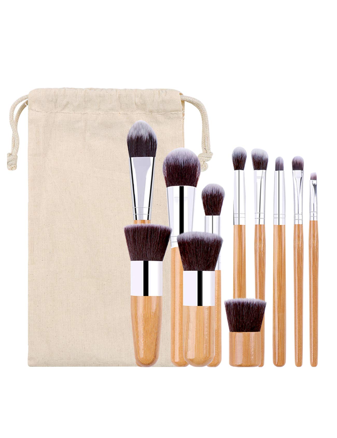 11-Piece Letuwj Powder Cream Makeup Brush Set with Travel Pouch - Soft Brown Brushes for Foundation, Blush, Contouring & Eyeshadow | Perfect for Professional Makeup Artists & Beginners
