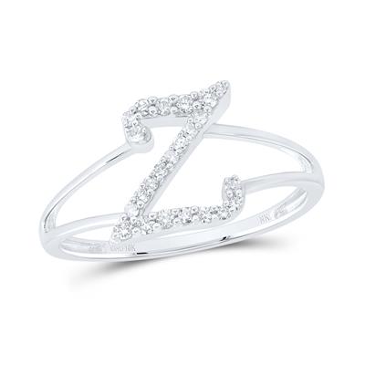 10K Gold Women's Initial Letter Z Ring with 1/6 CTW Diamond - Elegant Personalized Jewelry Gift for Her, Perfect for Birthdays, Anniversaries & Special Occasions