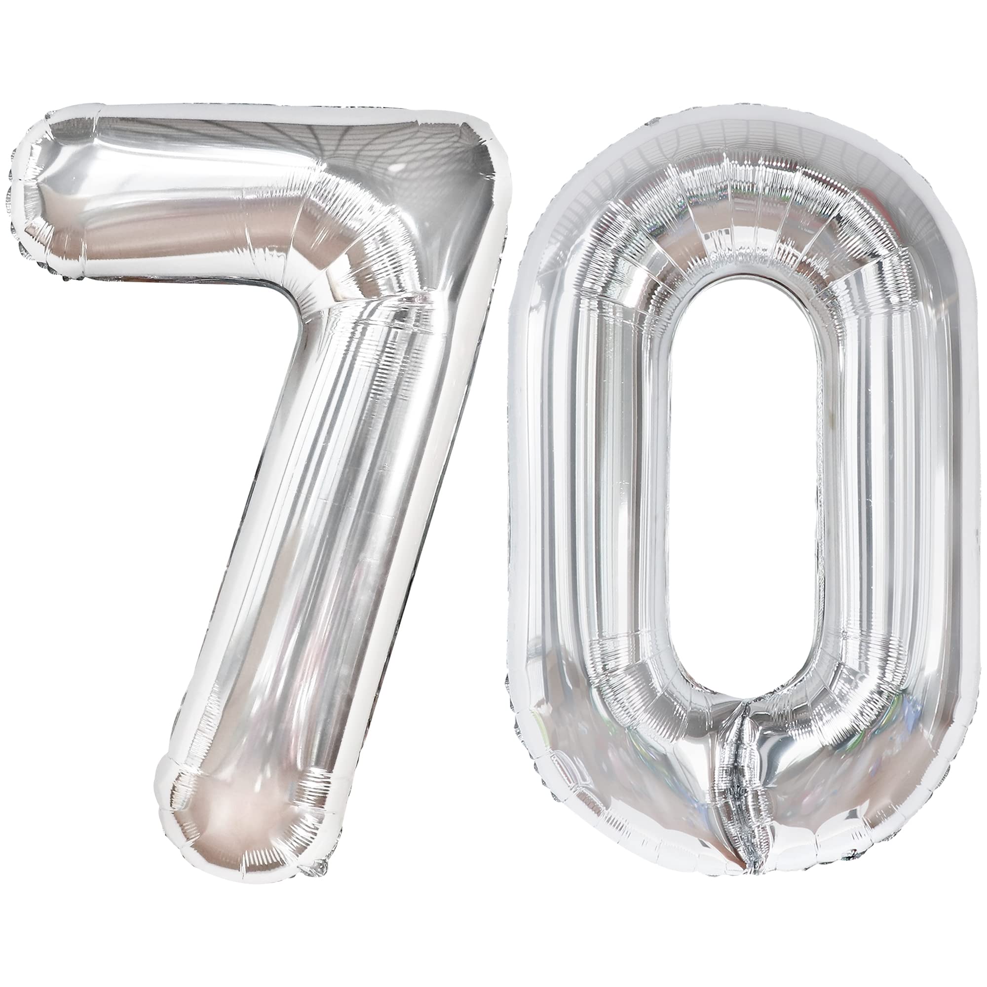 KatchOn Giant 40-Inch Silver 70 Balloon Numbers for 70th Birthday Party Decorations | Large Metallic Balloon Set for Milestone Celebrations, Anniversaries & Retirement Parties | Perfect for Photo Backdrops, Wall Decor & Event Centerpieces