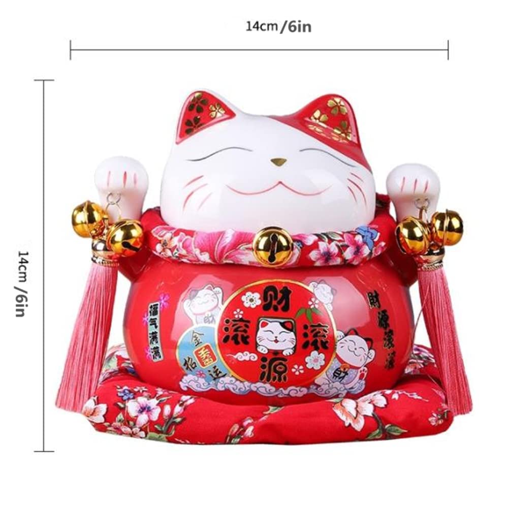 6 Inch Lucky Fortune Cat Rocker Decoration - Feng Shui Wealth & Prosperity Ornament for Home, Office, Gift Giving