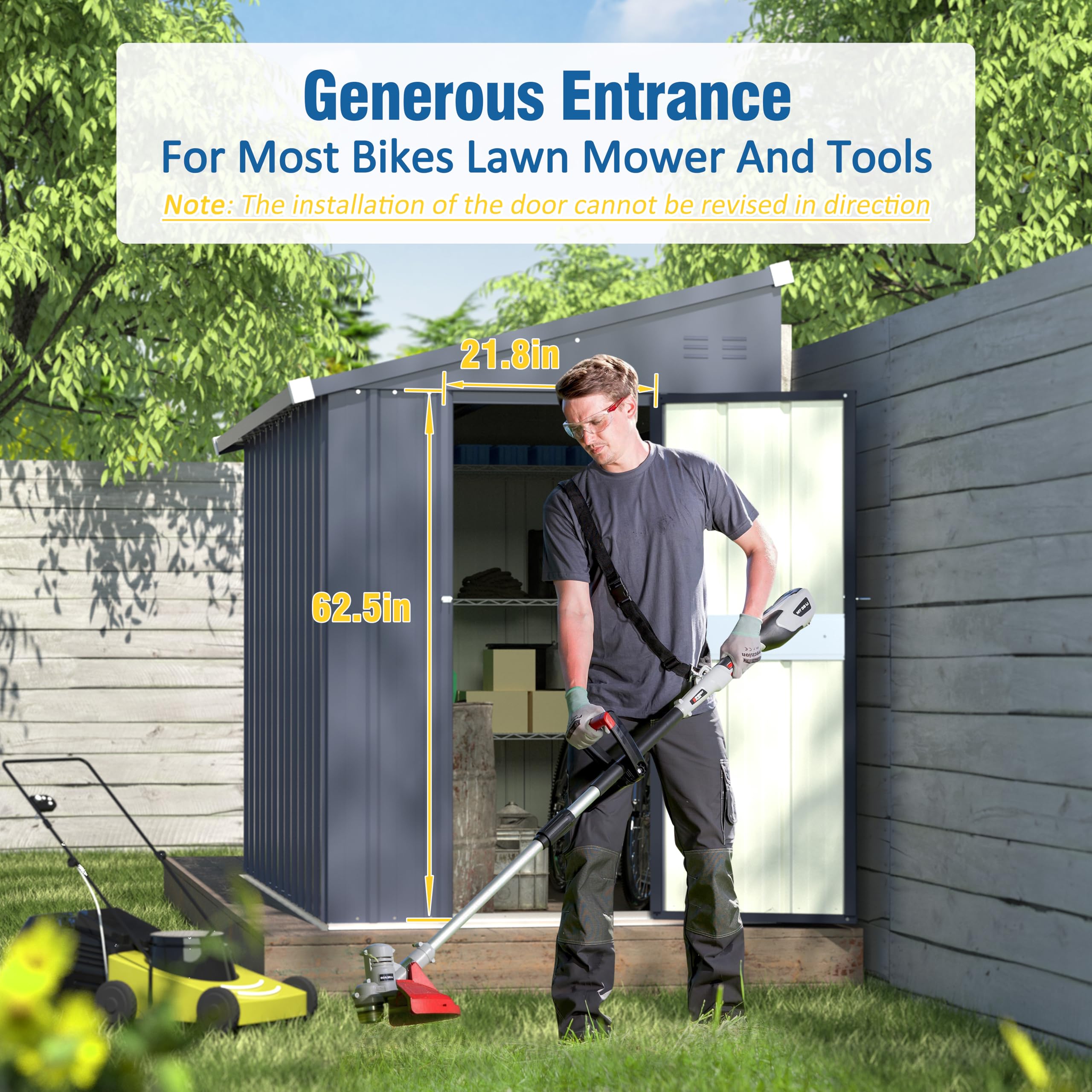 VEIKOU 4x6FT Heavy-Duty Metal Storage Shed - Galvanized Steel Outdoor Shed with Lockable Door & Ventilation - Weatherproof Garden Shed for Backyard, Patio & Lawn Equipment Storage (Gray & Black)