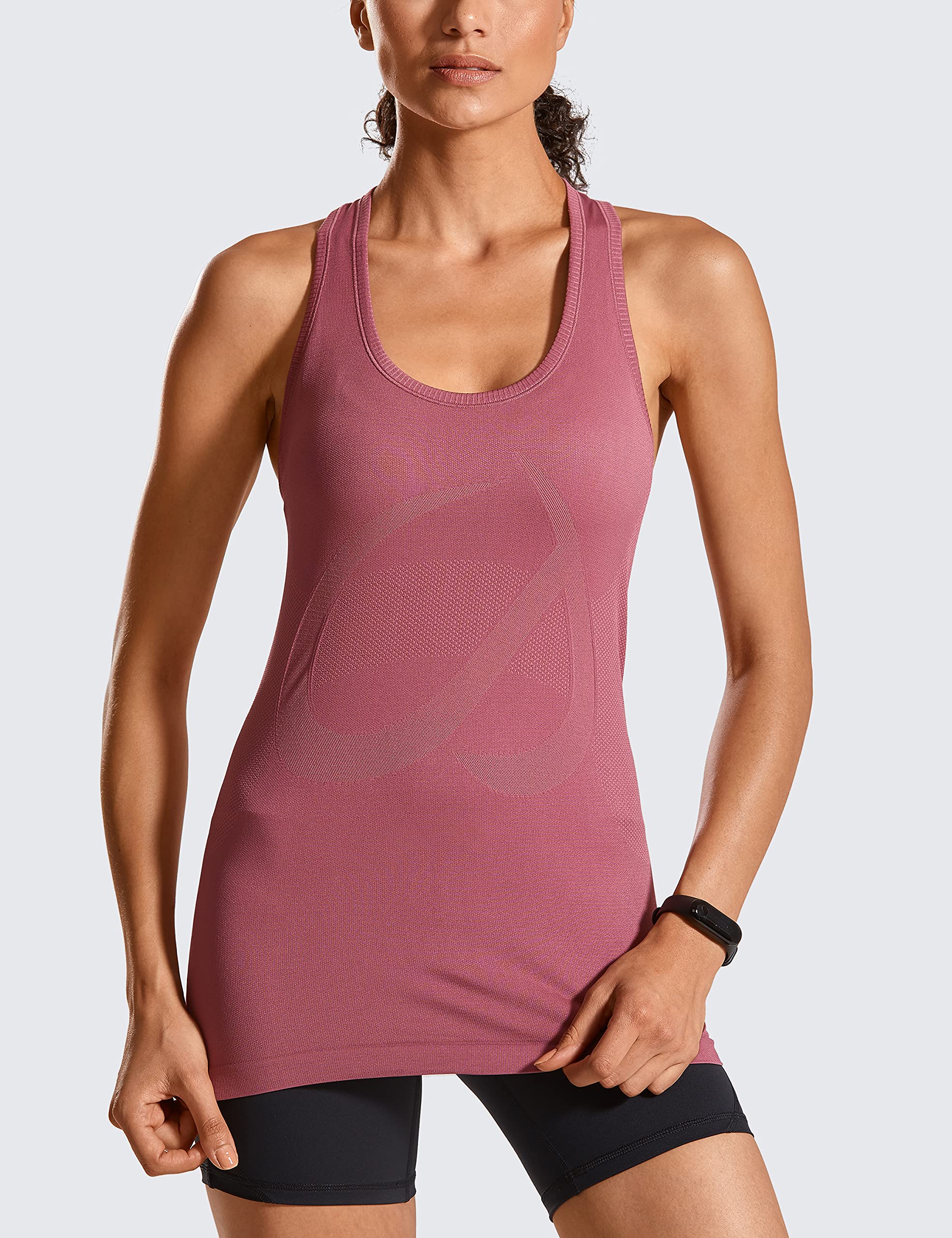 CRZ YOGA Women's Seamless Workout Tank Top - Racerback Athletic Shirt for Running, Yoga & Gym - Long Length Fitness Apparel for Active Lifestyles (Perfect for Workouts, Training & Casual Wear)